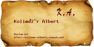 Kolimár Albert névjegykártya