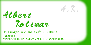 albert kolimar business card